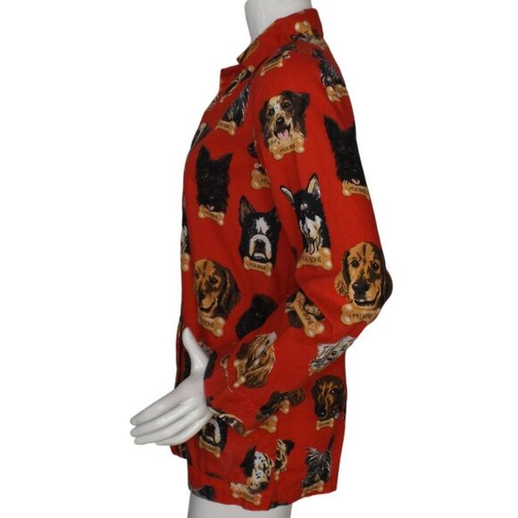NICK & NORA Pajama Top, S, Dogs, Milk Bone, Long sleeves, Vintage, Pockets, Red - Picture 6 of 10